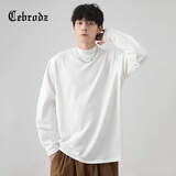 Cebrodz法国 长袖T恤男德绒秋冬宽松双面绒打底衫加厚保暖内搭上衣男 白色 2XL