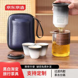 京东京造渐变旅行茶具户外便携功夫茶具套装 玻璃茶壶陶瓷茶杯一壶三杯