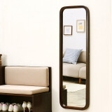 家逸实木穿衣镜卧室镜子全身镜壁挂家用贴墙试衣镜子胡桃色