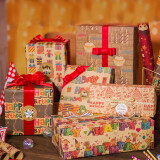 TaTanice 礼品包装纸 520情人节礼物手工纸打包纸礼品礼盒纸 6张+5米丝带
