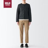 无印良品（MUJI）女式 便携式 无领羽绒夹克 保暖贴身 短款 黑色 S 