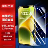 京东京造 苹果14Plus/13ProMax钢化膜iPhone 14 Plus/13 pro max手机膜 6.7高清全屏保护防裂贴膜前膜2片装