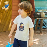 Classic Teddy精典泰迪儿童短袖T恤童装女童上衣男童夏装宝宝衣服1 棒球帽子熊织标短袖白色 90