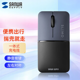 SANWA SUPPLY便携蓝牙无线双模鼠标 迷你口袋滑鼠 内置一体式充电线 手机笔记本平板 附支架布袋 SLIMO 藏青色