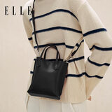 ELLE女包新款牛皮手提托特包斜挎手机包包情人节礼物送女友24187 黑色 小包
