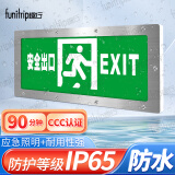 趣行消防应急标识灯 不锈钢IP65防水LED紧急疏散照明指示灯 安全出口