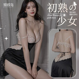 倾城鸟 情趣内衣性感睡衣女蕾丝透视吊带睡裙制服诱惑套装SM角色扮演成人用品开档漏乳露背免脱丁字裤8165黑