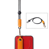 花虎日式花虎手机壳挂绳手机链手绳钥匙扣真皮钥匙绳门禁卡校卡绳手腕带便携手机带挂脖子长挂绳 橙色-植鞣皮