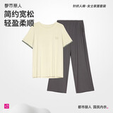 都市丽人都市丽人睡衣女短袖清新时尚棉质可外穿家居服套装T恤 2H42A3
