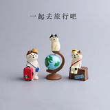 赟娅旅行猫咪摆件套装办公室桌面工位治愈可爱装饰旅游纪念生日礼物品 想环球一起去旅行【猫咪3件套】
