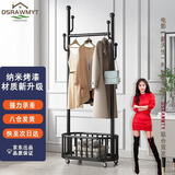DSRAWMYT 带轮移动挂衣架落地卧室收纳现代简约多功能衣帽架 黑色80CM 80*32*175