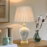 繁登堡（fandengbao） 现代轻奢全铜陶瓷台灯美式创意书房客厅简约卧室床头柜灯温馨 EA2215全铜杏色-按钮开关