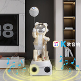 吉召卡拉OK一体机家庭KTV太空人摆件客厅落地式宇航员星空灯小爱音箱 米色K歌宇航员+极光灯+小爱音箱