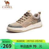 骆驼（CAMEL）男士潮流复古拼接运动休闲板鞋 G13S309046 小麦色 38