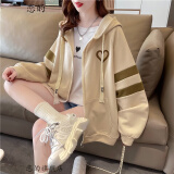 恋的春季卫衣外套春秋款女学生宽松高中初中生女生新款2025秋冬季衣服 潮流韩版杏色 均码（可备注码数）