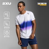 2XU Aero系列 短袖t恤男宽松休闲圆领运动夏季跑步速干透气吸汗上衣 多色条纹/黑色反光 25年新颜色 S