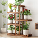 宜木悠花架阳台可移动带轮室内客厅绿萝多肉多层落地式卧室窗台花架实木 左右款升级五层