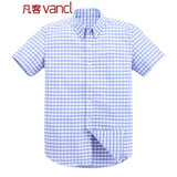 凡客诚品vancl休闲短袖衬衫男 牛津纺 领尖扣 短袖 男款 蓝白维西格 S
