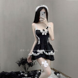 阿夫特农性感内衣吊带无袖纯色夏季短裙花边镂空发箍纯欲 制服