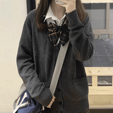 绘诗慧jk针织外套春秋款女装新款2026年秋装外搭开衫JK针织衫薄 日系学院风针织开衫【深灰色】 M 【建议90-105斤内】
