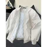 POUM男装联名飞行员夹克男2025新款青少年夹棉运动宽松棒球服外套男装 NJN-J2402A杏色【夹克】 XL