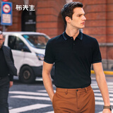 布先生佟大为明星同款美式休闲polo衫男士短袖春夏季纯棉商务 英式-黑色蓝边 L (175)