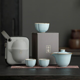 唐丰李桂莲汝窑旅行茶具套装便携茶壶茶杯高端茶具礼物乔迁节日伴手礼