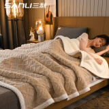 三利塔芙绒毛毯双面加厚毛巾被子秋冬季午睡毯床上沙发盖毯咖色1.5*2m