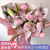 植伴康乃馨百合鲜花生日祝福探望病人母亲节鲜花速递送妈妈全国同城店 J款-11朵康乃馨加2只百合