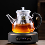 扬器加厚蒸煮茶壶纯玻璃喷淋式蒸茶器大容量烧水泡茶壶智能电陶炉套装 加厚C款+雅黑色智能炉 1件