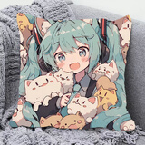 致可初音未来抱枕Miku二次元动漫枕头卡通游戏周边靠枕fufu生日礼物 1-双面同图 60x60厘米