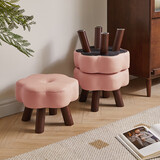 家逸四脚实木小凳子家用换鞋凳客厅小板凳办公室脚踏矮凳沙发凳软包