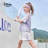 迪士尼（DISNEY）童装儿童女童速干短袖套装T恤运动中裤两件套24夏DB321UE28蓝150