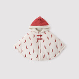 巴厘小猪宝宝外出披风斗篷秋冬季女童拜年服防风棉袄加厚保暖冬装儿童外套 天之椒子 120