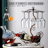 SingLe派红酒杯套装轻奢欧式玻璃杯家用高脚杯高档葡萄酒杯架子醒酒器酒具 旷世6只+新款不倒翁醒酒器+花船