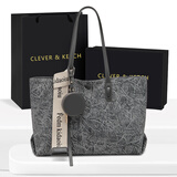 CLEVER & KETCH包包女包托特包大容量手提单肩包新款通勤包 生日礼物送女友 2025新款灰色