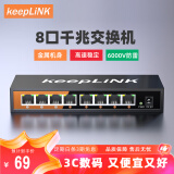 keepLINK KP-9000-8G 8口千兆交换机企业级家用宿舍安防监控网络分线器分流器交换器HUB分流器