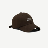 目丸棒球帽女2025新款春夏季百搭显脸小大头围字母刺绣弯檐鸭舌帽男女 咖色HELLO款 均码 一般都能戴(54-59cm)