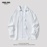 Foss Phil长袖衬衫男士春秋季港风休闲衬衣打底衫外套宽松上衣7304白色M