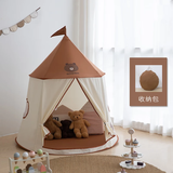 卡优比儿童帐篷室内印第安小动物家用宝宝公主小房子男女孩玩具游戏屋 棕小熊+收纳包