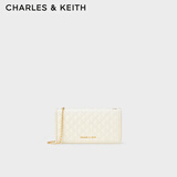 CHARLES&KEITH菱格链条斜挎长款钱包女士生日礼物送女友CK6-30681013-1 Cream奶白色 XS