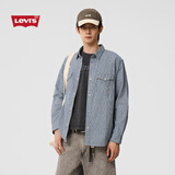 Levi's【商场同款】李维斯男士美式休闲通勤牛仔条纹衬衫A1919 蓝白拼色 S