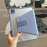 VXJ720旋转适用苹果ipadpro保护套2026air8平板9.7简约10.2笔槽2018防弯5透明11亚克力12.9代mini7壳3 一体式【720°旋转式丨加厚亚克力】紫色 ipadair4/