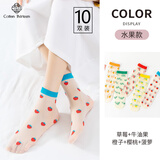 棉十三春夏季堆堆袜子女生可爱水晶玻璃丝中筒袜夏薄款透气长袜ins潮