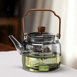 高茗煮茶壶透黑中式提梁壶玻璃烧水泡茶壶电陶炉煮茶器炭火炉蒸煮一体 墨海4代壶 1000ml