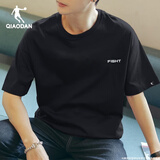 乔丹短袖t恤男夏季新款棉质透气速干T休闲服舒适时尚健身衣运动短袖男 黑色-小FIGHT(棉质) L /175