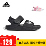 阿迪达斯 （adidas）童鞋露脚趾儿童凉鞋夏季款男童女童魔术贴软底小大童沙滩鞋GW0344 GW0344黑 28码 10k/脚长16.5cm