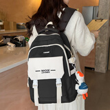 威纳登书包女学生新款初中生高中生大容量旅行背包简约轻便高颜值双肩包 黑色（不带挂件）
