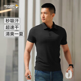 龙牙隐夏COOLMAX短袖POLO衫夏外穿通勤商务休闲翻领百搭 极夜黑 M (175/96A)