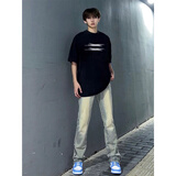 迪伽达美式高街潮流短袖t恤男夏季纯棉圆领宽松潮牌情侣装休闲半袖上衣 DYG-DY2443黑色 XL